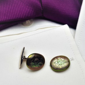 Damascus CUFFLINKS DLC, Unique Oval,Custom Handmade Male Cuff Links, Gift for men, Original Mens Jewelry, Luxury Jewel for him, Gift for dad