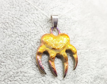 Damascus BEAR Paw Hanger DLC KLEUR, Paw Viking Ketting Amulet Jawerly