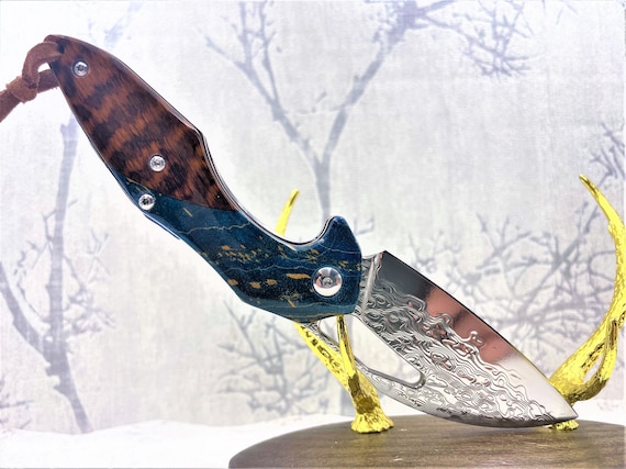 OCEAN Depth MASTER Poket Knife, VG10, Damascus, Mechanical Folding Knife,  Outdoor Camping, Rescue Pocket, Perfect Gift for the Hunting 