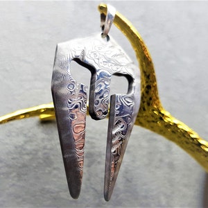 Damascus LEONIDAS Pendant, wedding pendant for groom, jewelry Cross, Perfect Gift, necklace pendants,