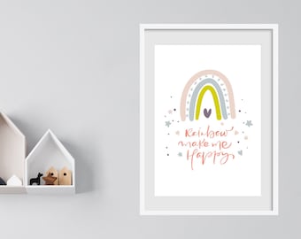 Retrato arco iris colorido - imprimible me hacen feliz - decoración de impresión - arte de la pared - decoración de la guardería - diseño digital - archivo DIGITAL!