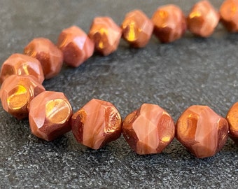 15 Pink Opaline With Picasso Finish Czech Glass Beads For Jewelry Making Supply Central Cut Beads 15 Beads