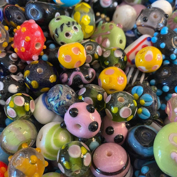 New batch, Best DEAL, 50g grab bag, Lampwork beads ,Multi color, different makes and finish, 50% off retail