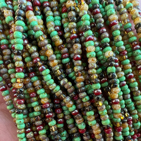 8/0 aged matte picasso seed beads mix, size approx 4mm,czech glass beads