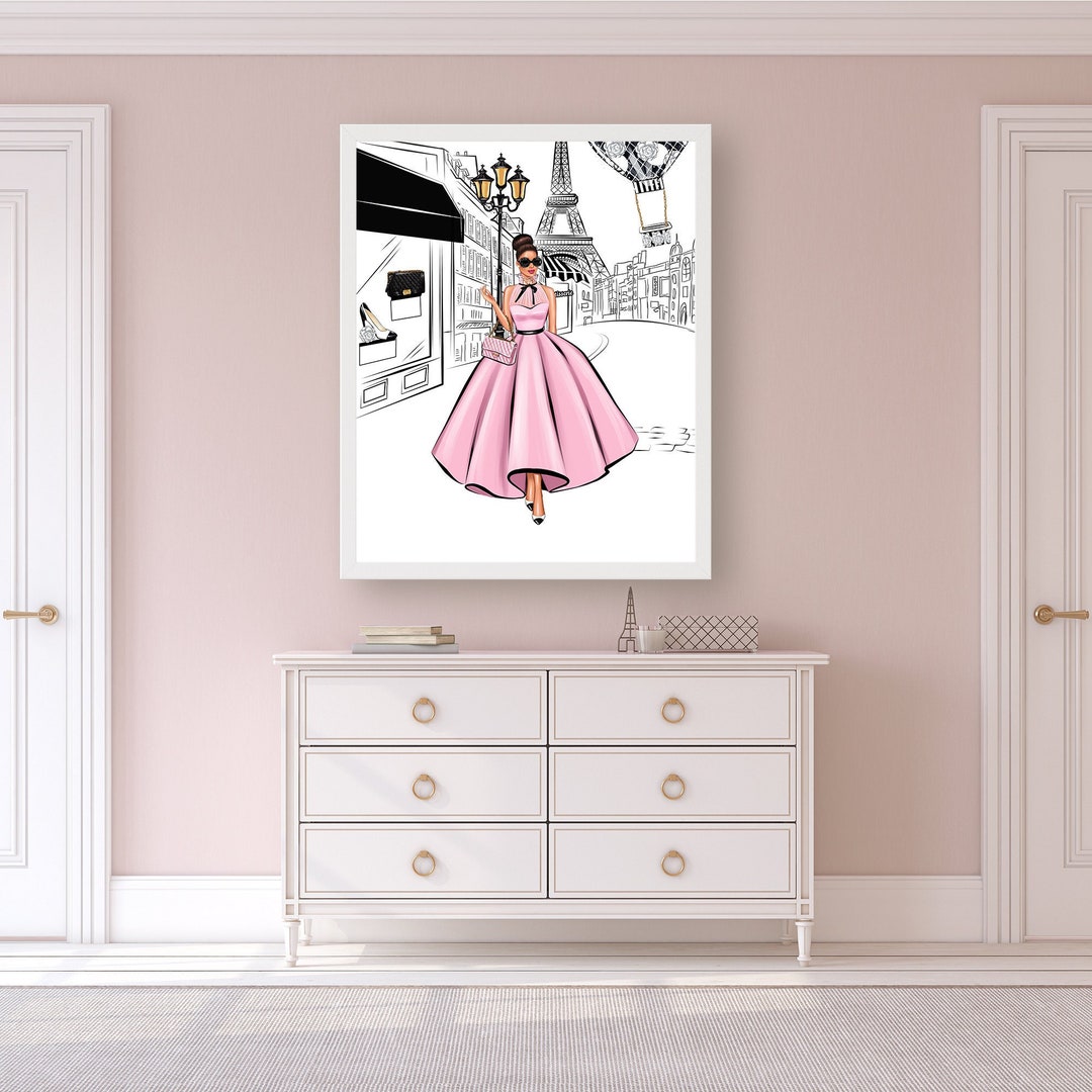 Pink Paris Decor Pink Paris Print Pink Paris Wall Art Etsy