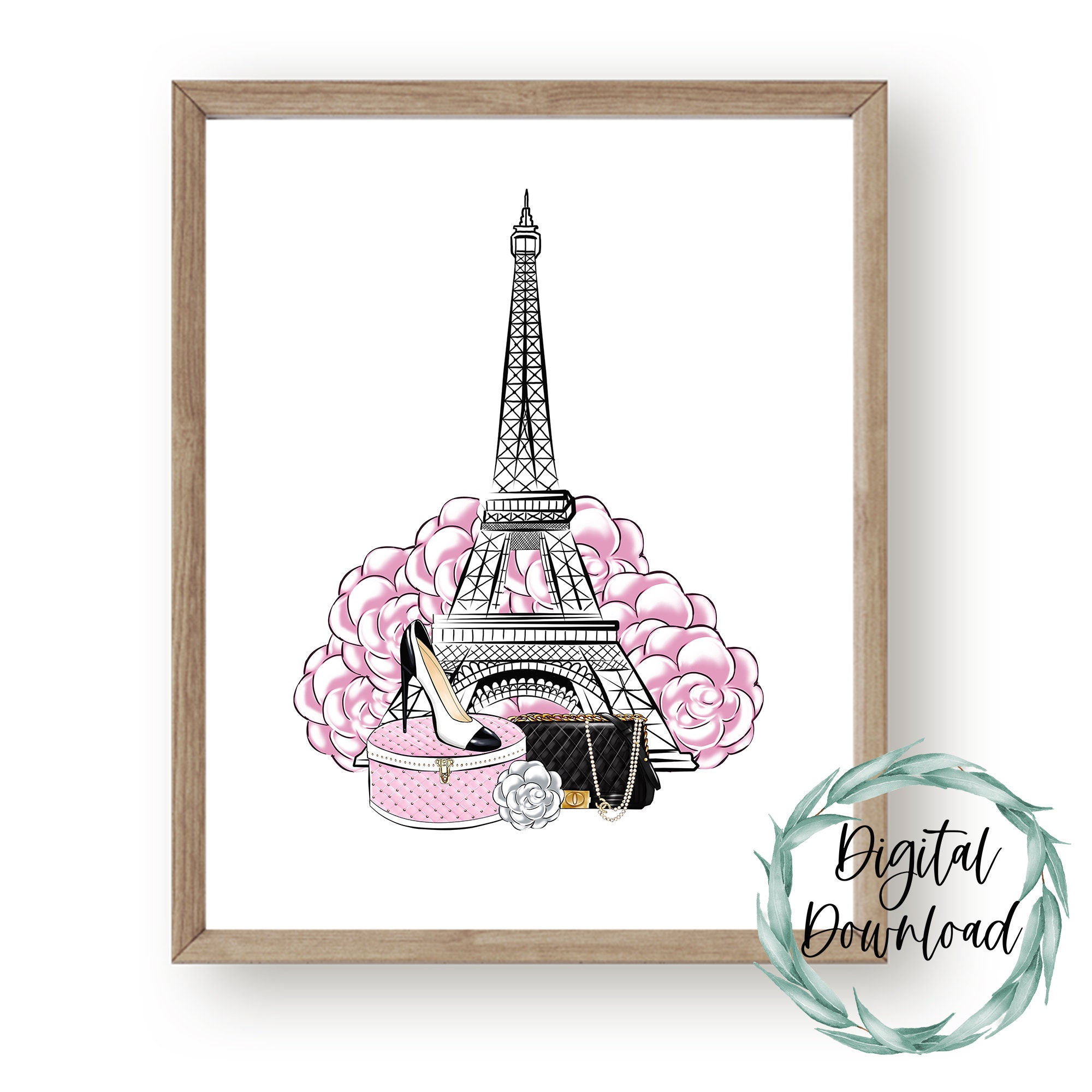 Pink Paris Wall Art Pink Paris Print Pink Paris Decor Etsy