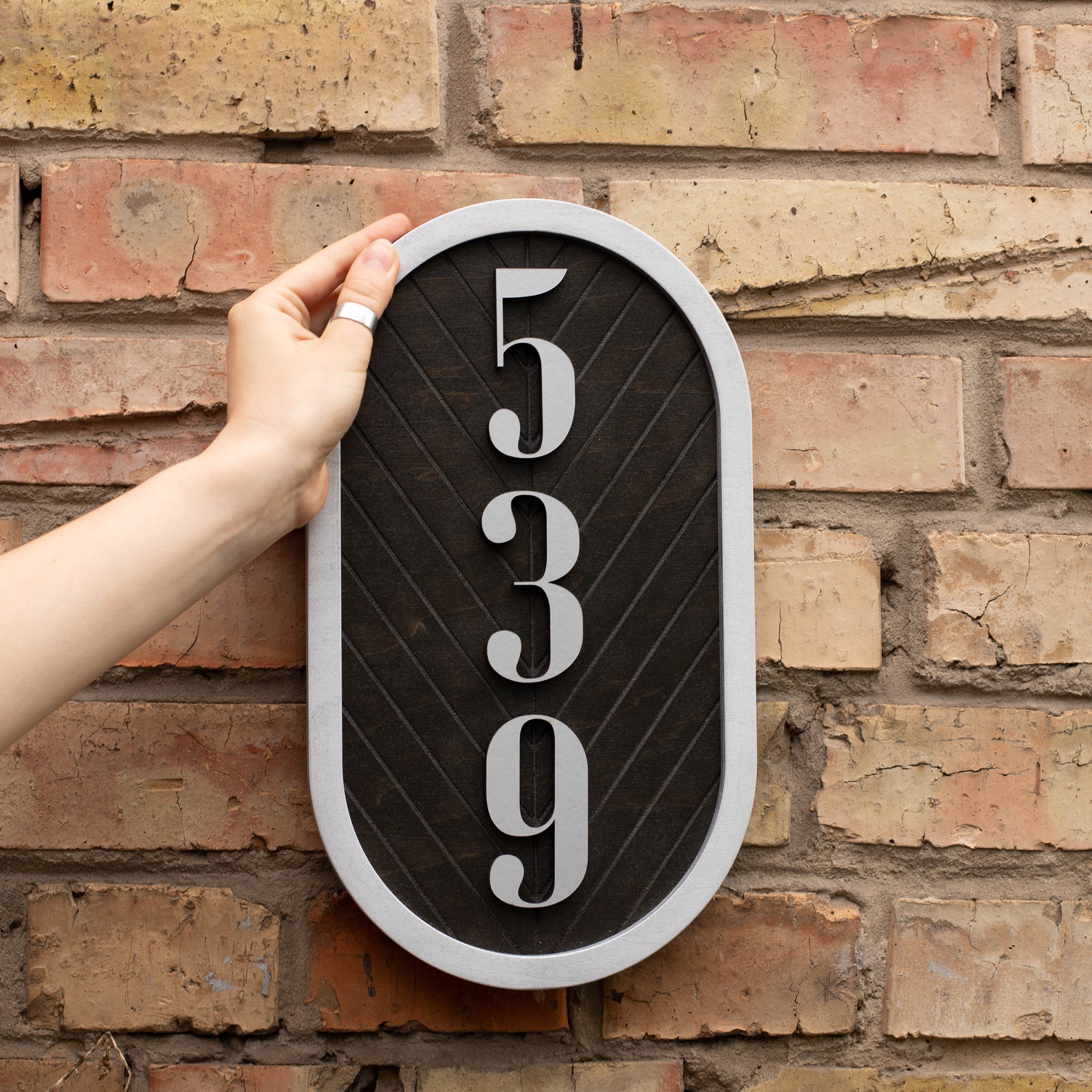 Black House Number Plaque Address Sign Modern House Numbers Etsy