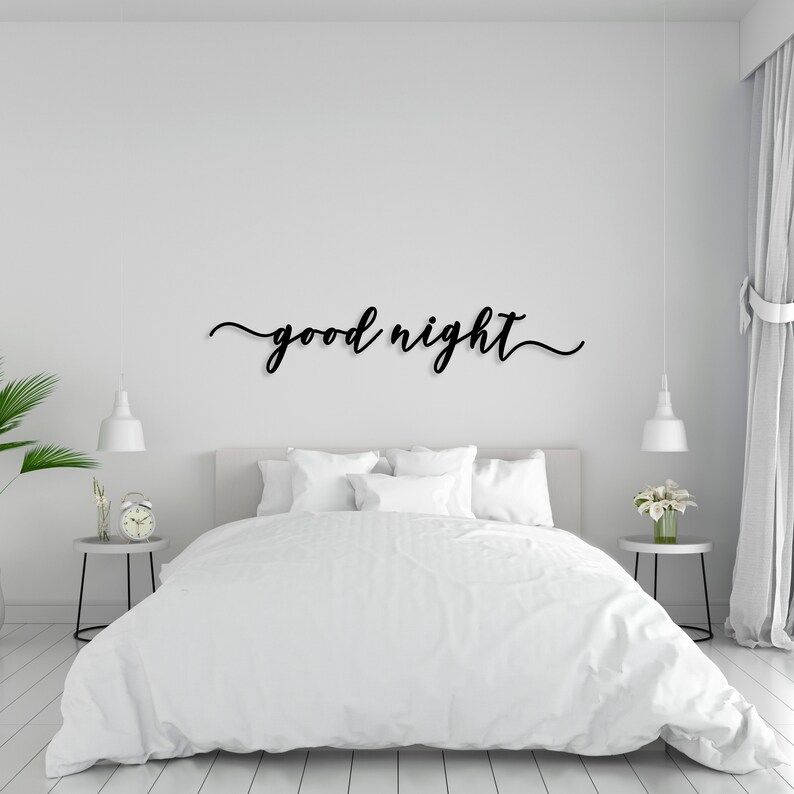 Good Night Metal Sign Large Bedroom Wall Decor Over the Bed Etsy