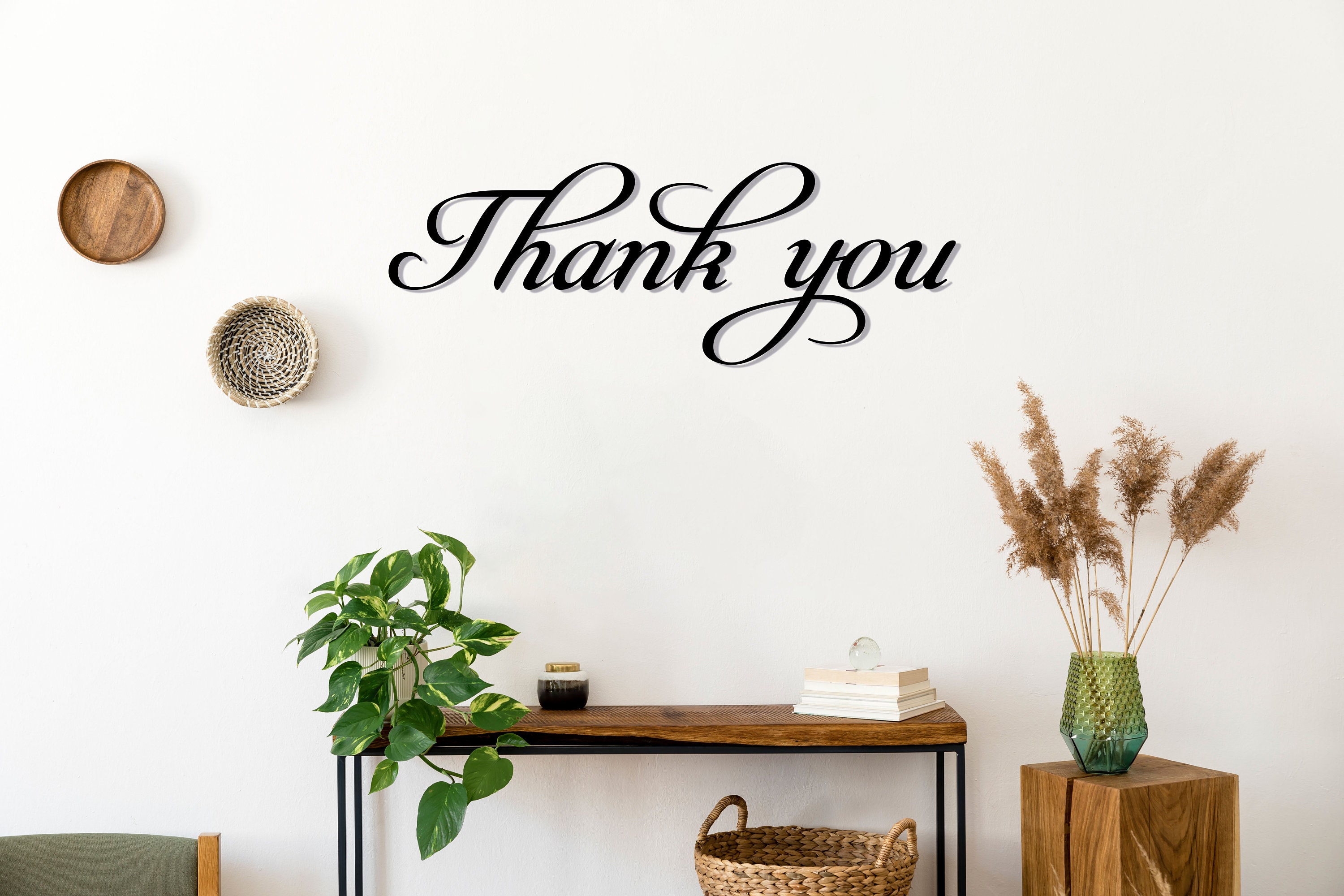 Thank You Metal Sign Boho Wall Decor Gratitude Metal Sign Etsy