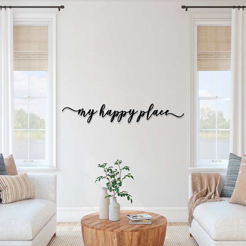 My Happy Place Metal Sign Large Bedroom Wall Decor over the Etsy