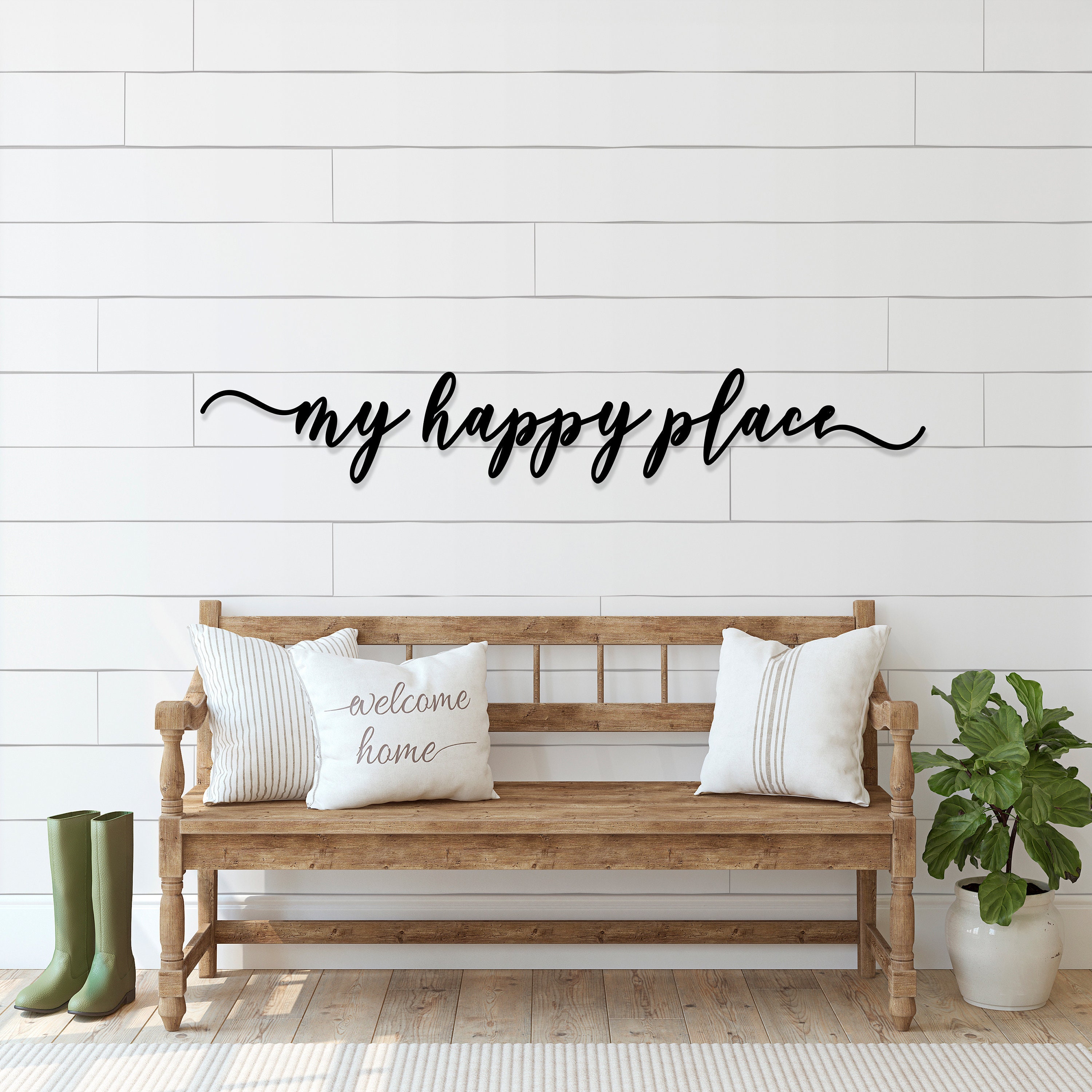 My Happy Place Metal Sign Large Bedroom Wall Decor over the Etsy