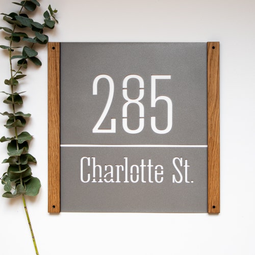 House Number Plaque Modern House Numbers Metal Address Sign Etsy