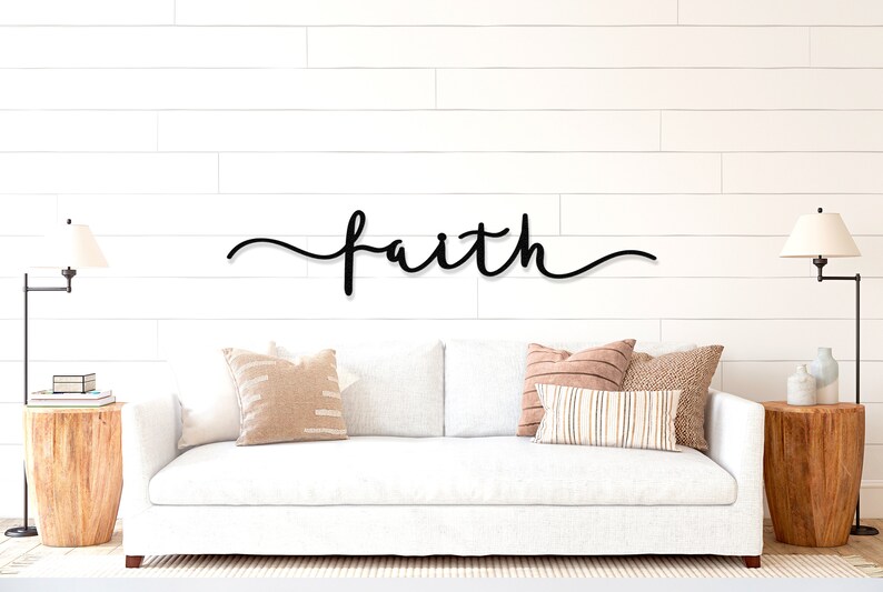Faith Metal Sign Large Bedroom Wall Decor over the Bed Etsy