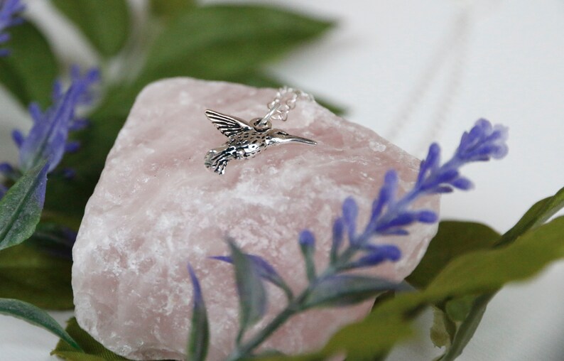 Hummingbird Charm Silver Choker Necklace