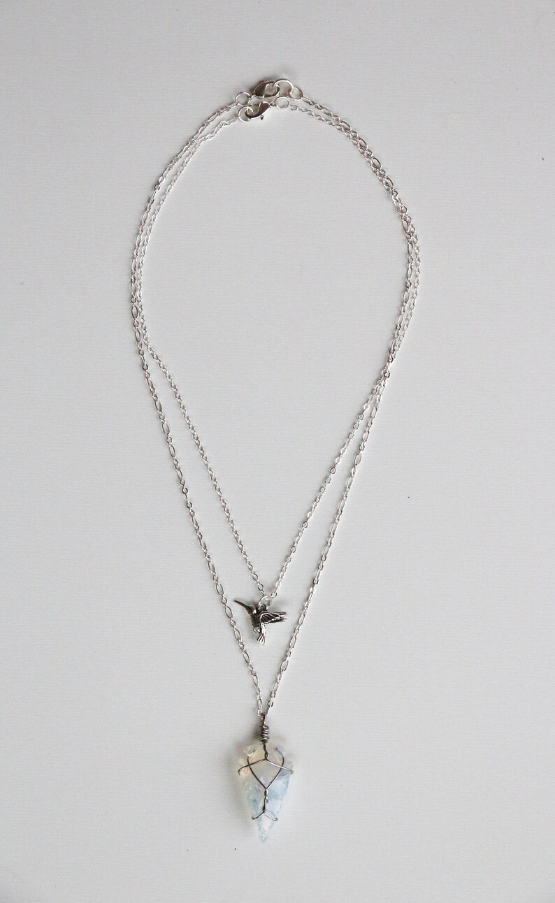 Hummingbird Charm Silver Choker Necklace
