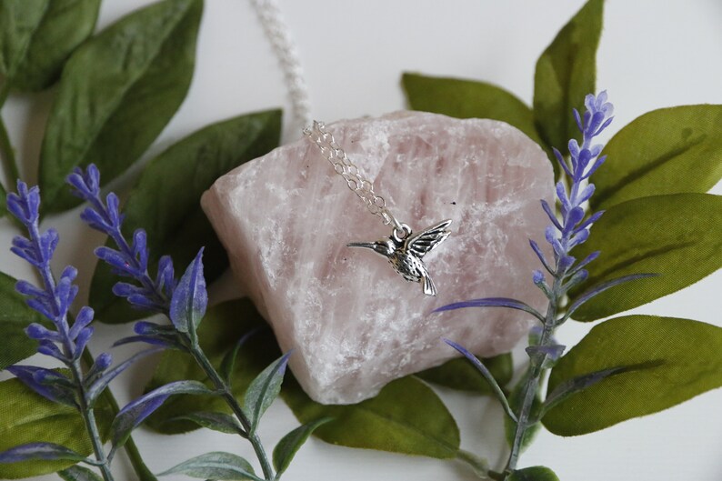 Hummingbird Charm Silver Choker Necklace
