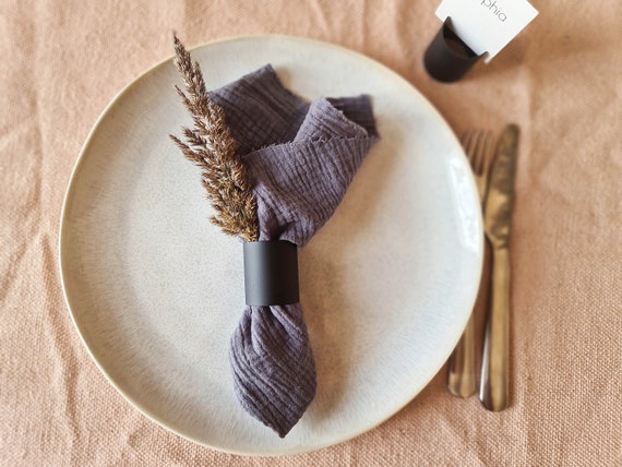 Black napkin ring sale holders