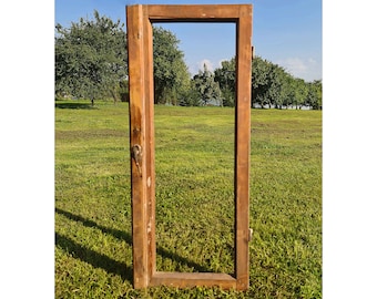 Old rustic wood window frame, recycled wood window frame