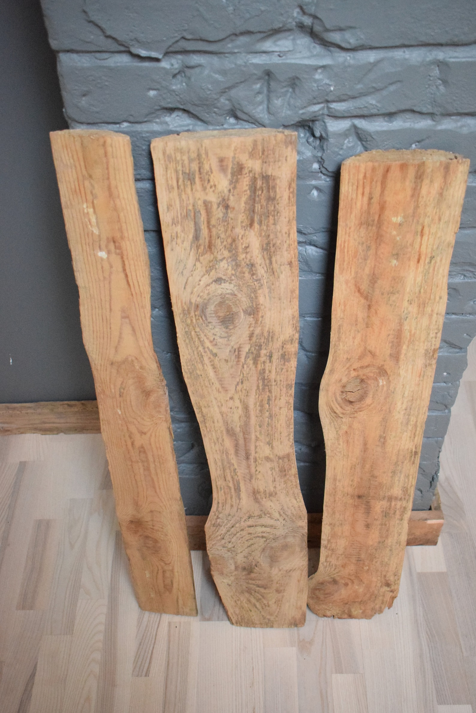 Recycled wooden boards, set of 3 wood planks