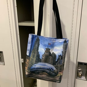 Chicago Art Print Tote Bag | Chicago Best Friend Gifts | Customized Tote Bag