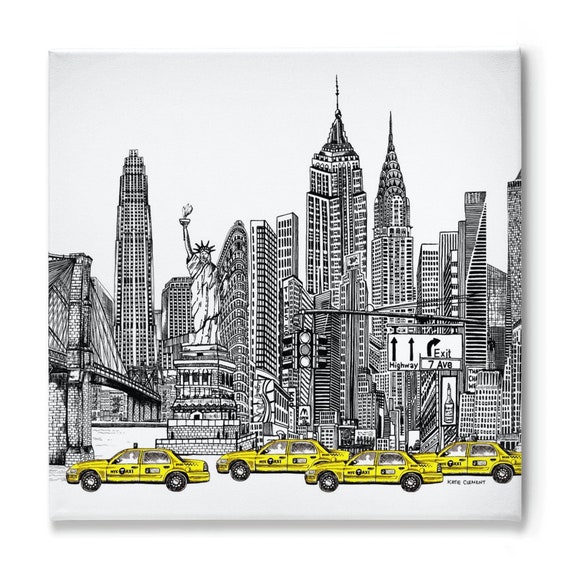 New York Canvas Art Stadsgezicht Muurkunst Manhattan Print Etsy