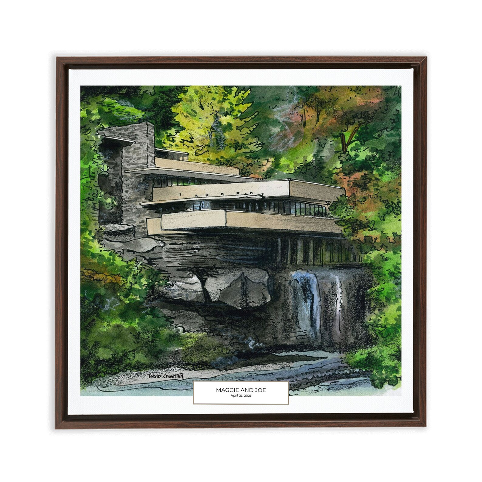 Frank Lloyd Wright Fallingwater Art Print Framed Canvas | Etsy