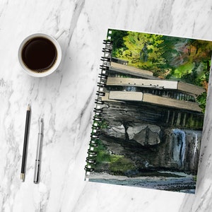 Rustic Frank Lloyd Wright Writing Journal | Fallingwater Blank Journal Personalized Gift