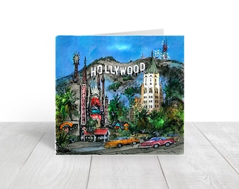 Tarjetas de felicitaciones de Hollywood / Tarjetas de graduación de Los Ángeles / Tarjetas de cumpleaños de arte urbano
