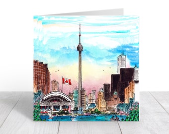 Tarjetas de felicitación del horizonte de Toronto / Tarjetas de notas de arte de la ciudad para mezclar y combinar