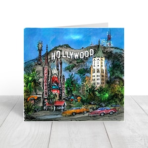 Tarjeta de felicitación de Hollywood Hills / Tarjetas de notas de Los Ángeles