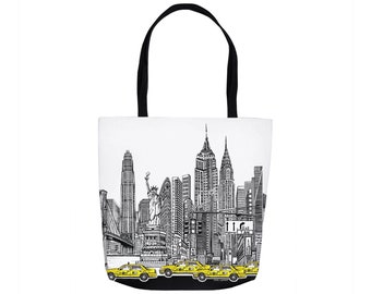 New York Bridesmaid Thank You Tote Bag | Monogram City Art Tote AA16