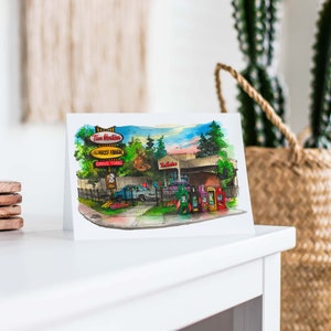 Cartes de voeux Tim Hortons | Cartes de voeux d'art urbain | Cartes de correspondance vierges de paysage urbain