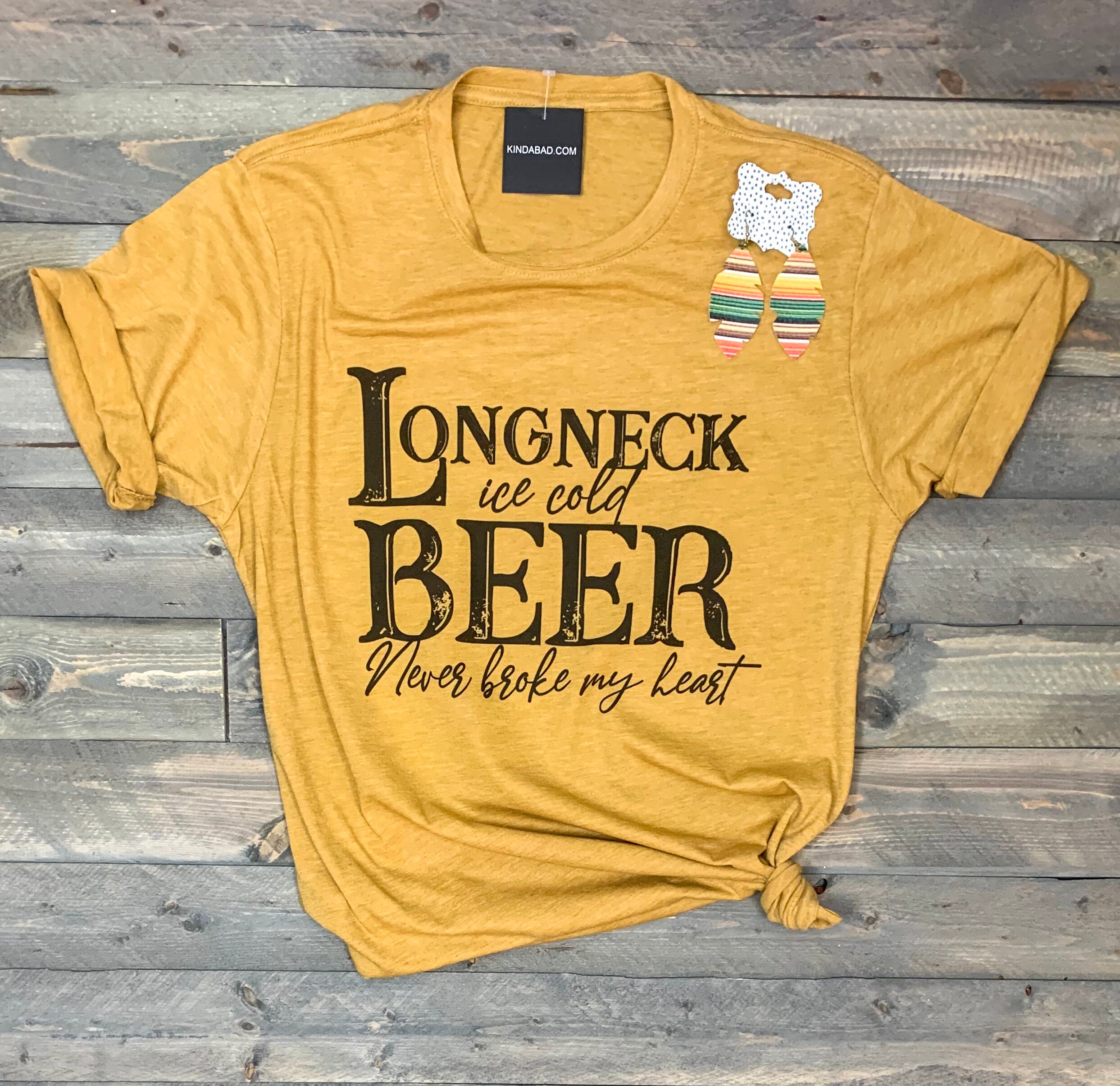 long neck ice cold beer never broke my heart shirt