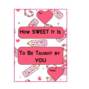 Teacher Valentine&#39;s Day Card Printable Gift Card for Teacher Valentines Day Teacher Gift Tag Valentine Card for Teacher Cute Valentine Card