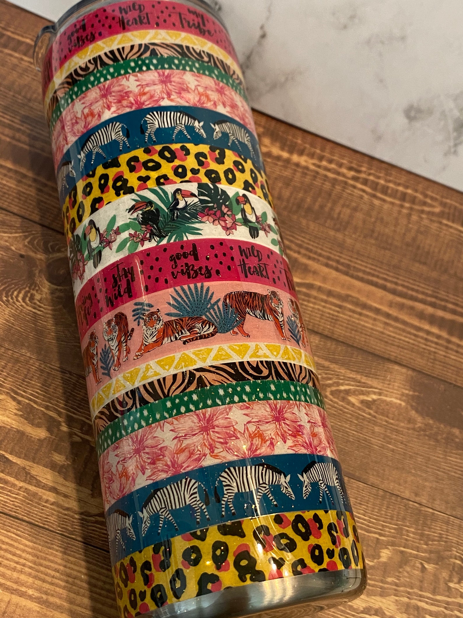 Jungle Themed Washi Tape Epoxy/resin Tumbler 20 Oz Double Etsy