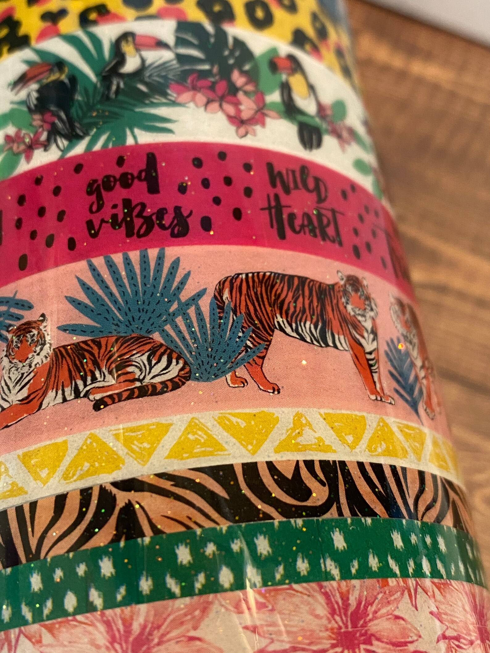 Jungle Themed Washi Tape Epoxy/resin Tumbler 20 Oz Double Etsy