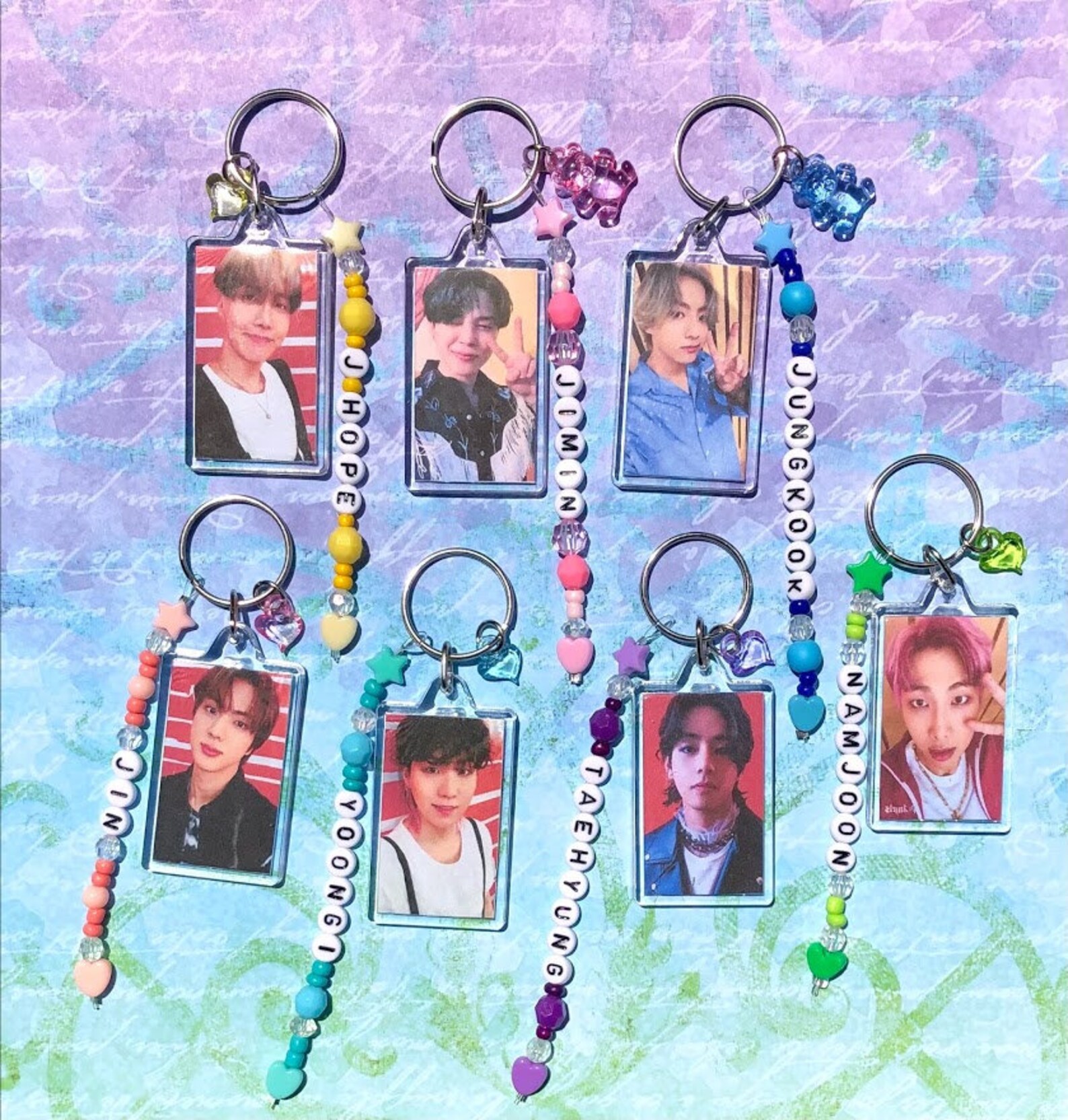 BTS Keychain Selfie Photo Name Charm CUTE V Jimin Etsy UK