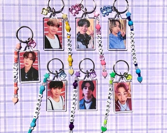 BTS JIMIN 着用★15wol★Camellia Flower Keyring BTS Keychain Selfie Photo + Name + Charm ~ *CUTE* ~ V