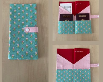 Pochette de voyage pour passeports et billets de transport en coton imprimé