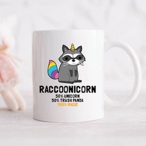 Raccoon Unicorn Raccoonicorn Coffee Mug, Raccoon Gifts, Raccoon Mugs, Funny Animal Lover Gift