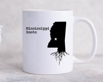 Caneca de café Raízes do Mississippi, Presentes do Mississippi, Arte do Mississippi, Mapa do Estado do Mississippi