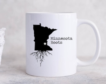 Minnesota Roots Coffee Mug, Minnesota Gifts, Minnesota Art, State Map MN Gift