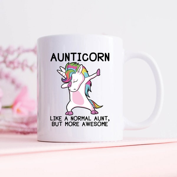 Aunt Mug, Aunt Gifts, Aunticorn Unicorn Aunt Coffee Mug, Funny New Auntie Gift