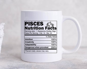 Pisces Sternzeichen Nährwerte, Fische Becher, Pisces Geschenke, Astrologie Becher, Horoskop Geburtstagsgeschenk