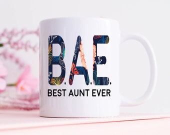 Aunt Gift, Aunt Mug, Best Aunt Ever BAE Coffee Mug, New Auntie To Be Gift