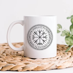 Viking Compass Mug Coffee Mug, Viking Gifts, Viking Mugs, Norse Gifts, Norse Mythology Vegvisir Gift