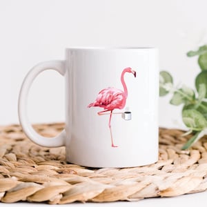 Cadeaux flamants roses, tasse à café flamant rose, cadeau de vacances drôle sur une île tropicale, cadeau pour amoureux des oiseaux, art flamant rose image 1