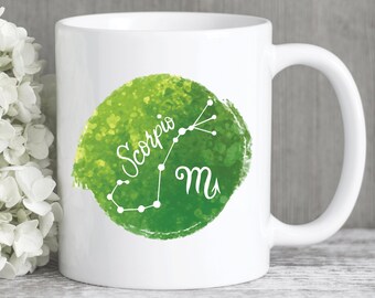 Tazza da caffè con costellazione dello Scorpione, regali per lo Scorpione, tazze per lo Scorpione, regalo di compleanno con oroscopo zodiacale