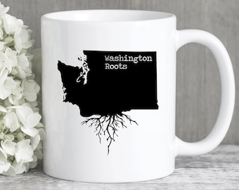Washington Roots Coffee Mug, Washington Gifts, Washington Mugs, Washington Art, State Map WA Gift