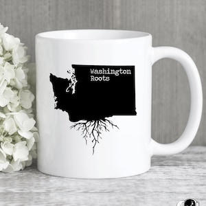 Washington Roots Kaffeetasse, Washington Geschenke, Washington Tassen, Washington Kunst, Zustandkarte WA Geschenk